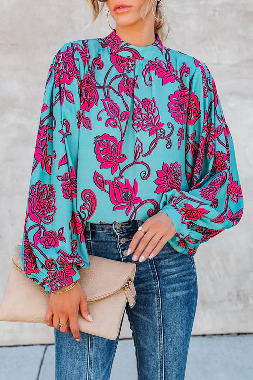 Always Impressing Floral Print Statement Sleeve Top - Image 3