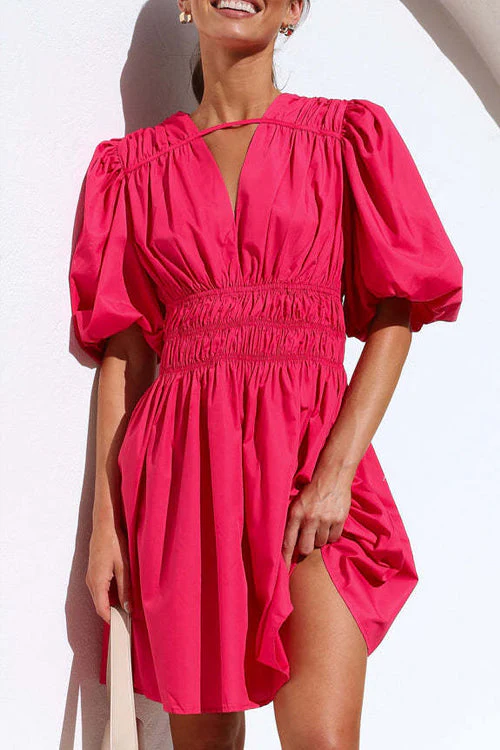 Always In Mind Puff Sleeve Pleated Mini Dress - 5 Colors - Image 2