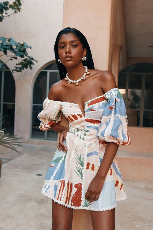 Always Remarkable Off Shoulder Print Mini Dress - Image 5