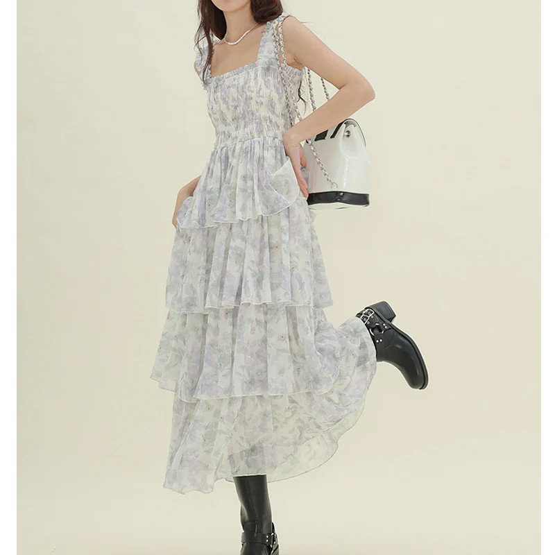 Sunny Evenings Apricot Multi Lurex Flutter Sleeve Maxi Dress - Image 3