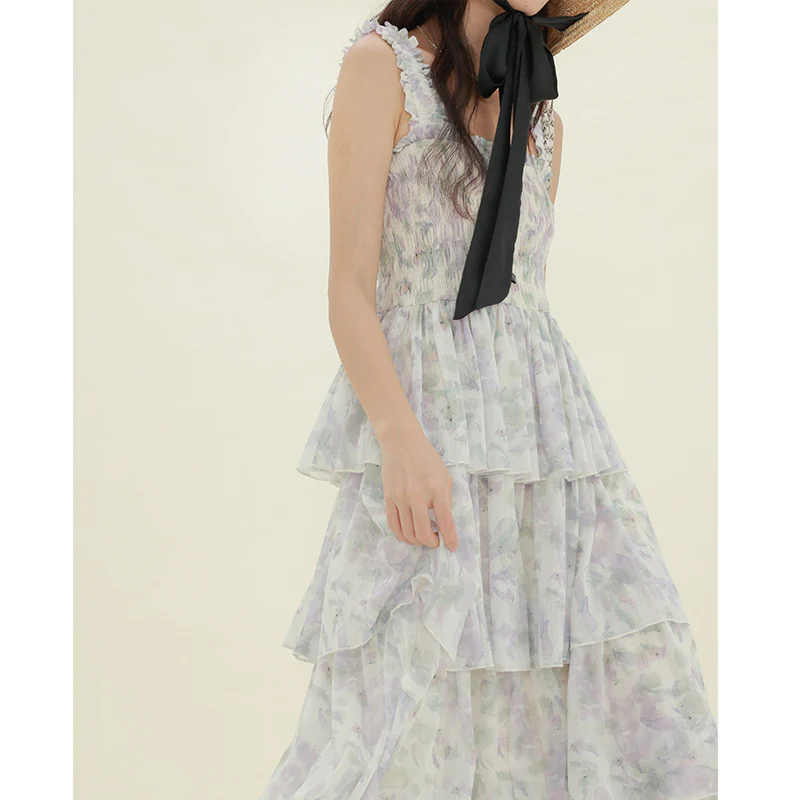 Sunny Evenings Apricot Multi Lurex Flutter Sleeve Maxi Dress - Image 4