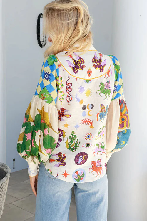 Artistically Chic Boho Print Long Sleeve Top - Image 6