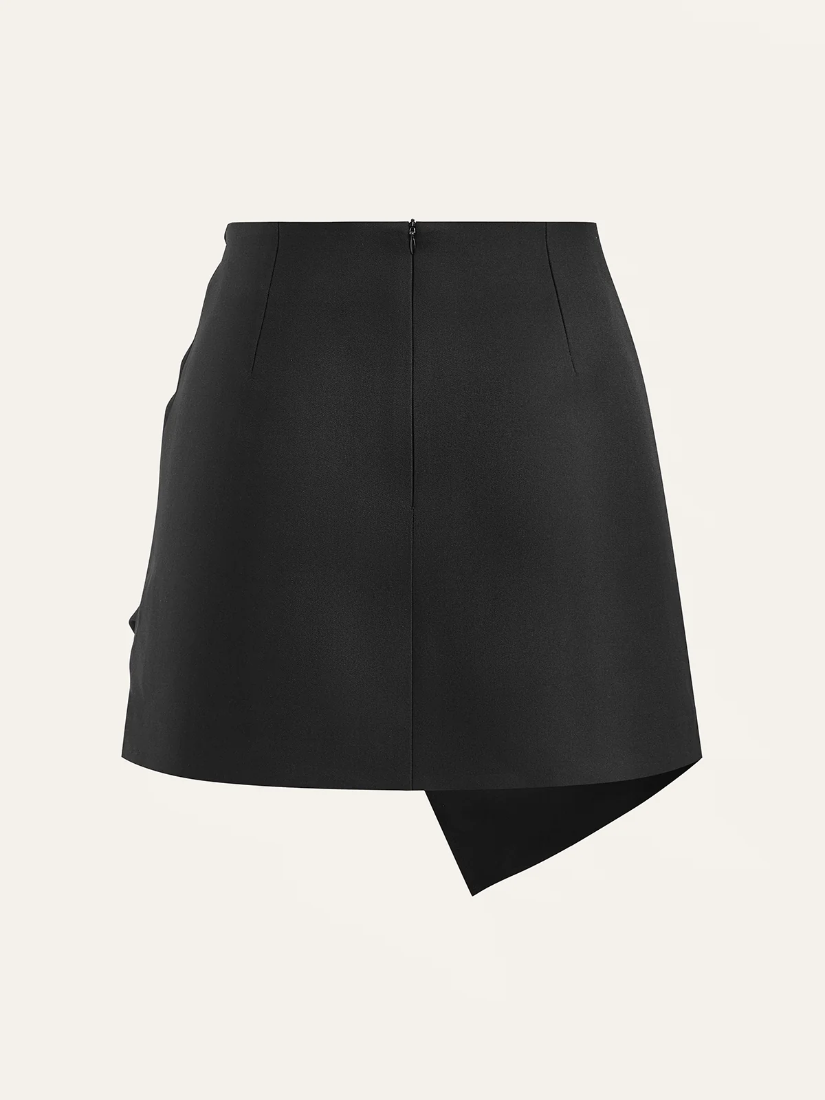 Asymmetric Ruched Wrap Mini Skirt with Metal Buckle - Image 2