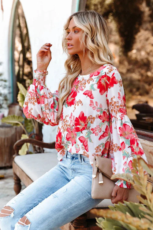 Beauty And A Breeze Print Smocked Top - 2 Colors - Image 9