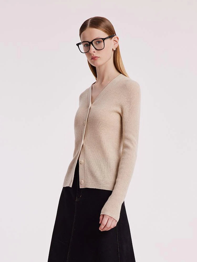 Beige Seamless Cashmere Cardigan - Image 4