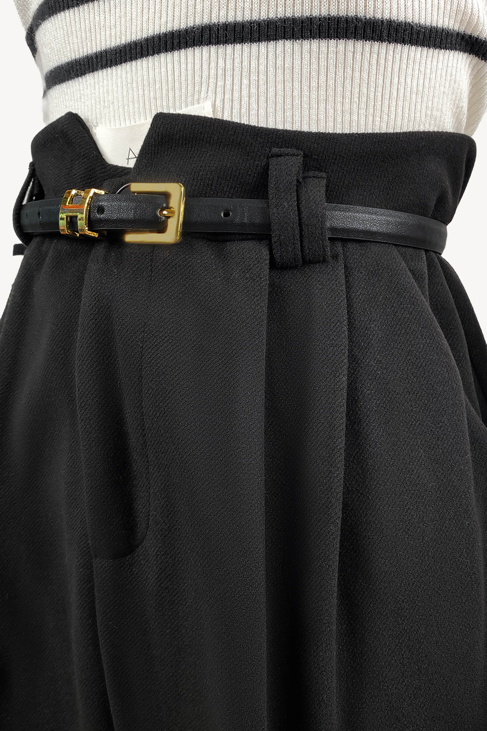 Black Belted Tapered Work Pants - Image 2