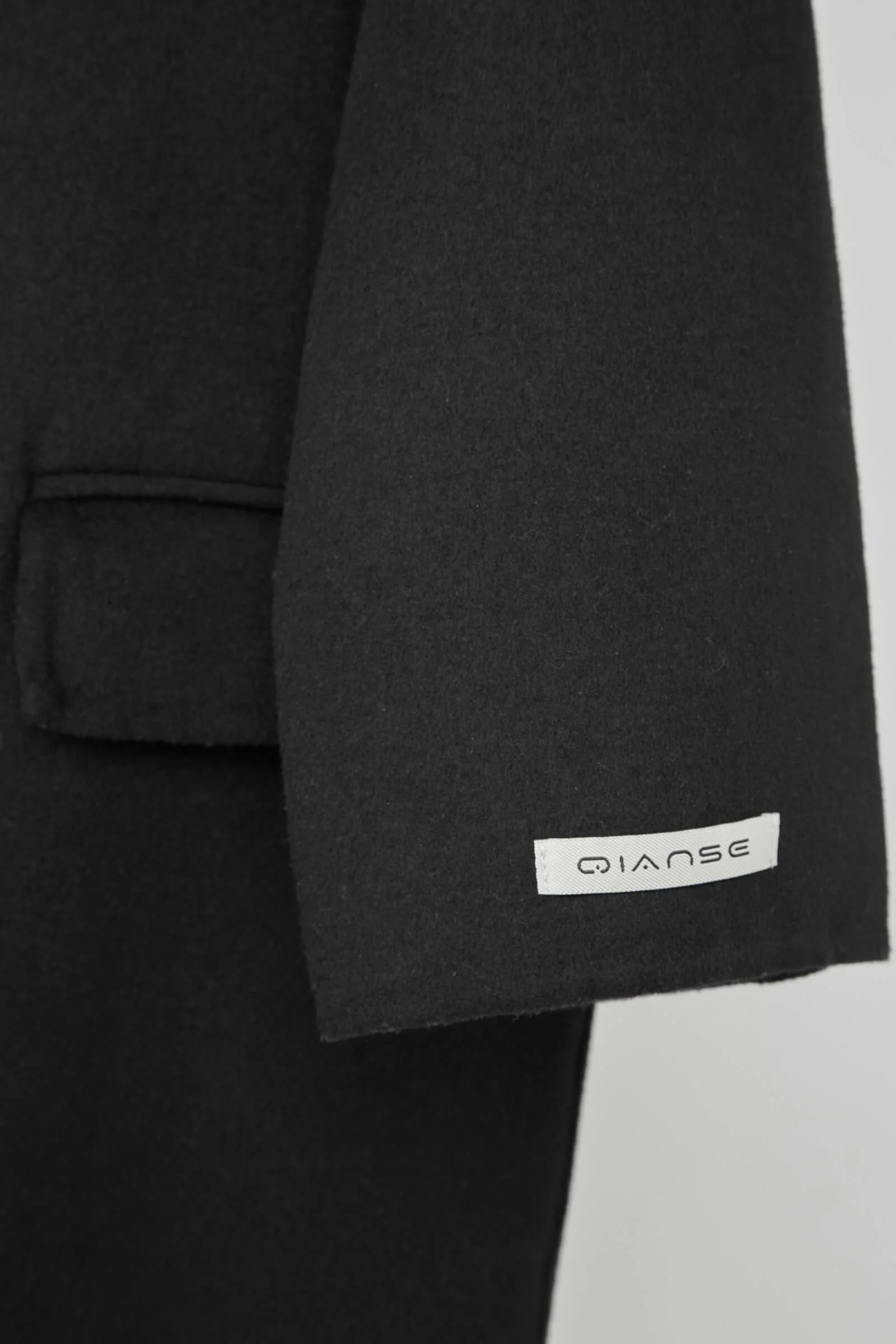 Black Premium Wool Double-Breasted Longline Coat - Image 11