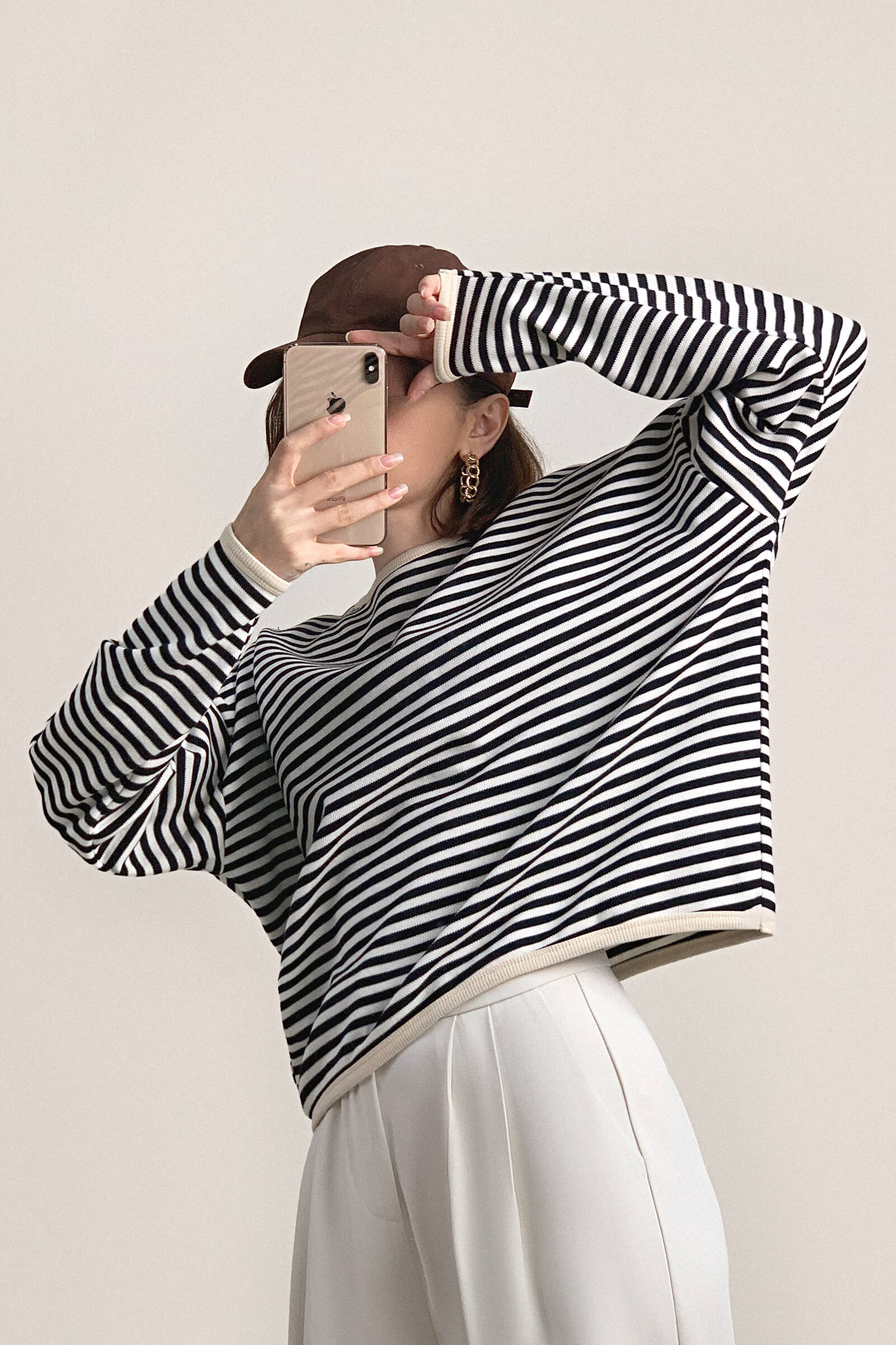 Black Striped Oversized Cotton Sweatshirt - Image 3