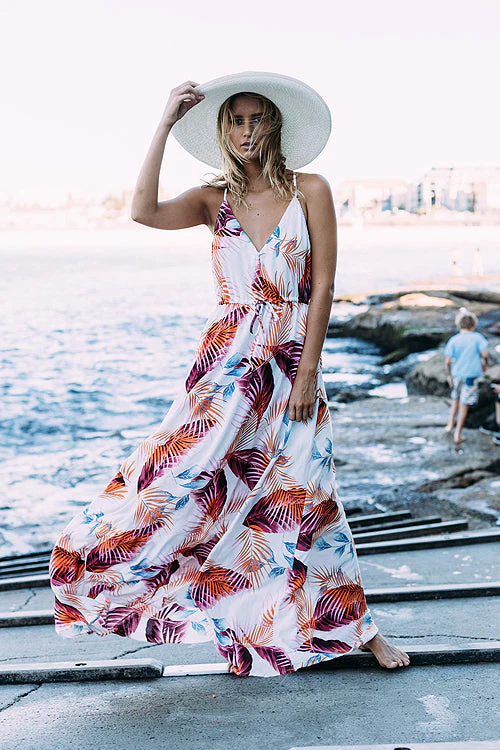 Boho Print Elastic Beach Maxi Dress - 4 Colors - Image 6