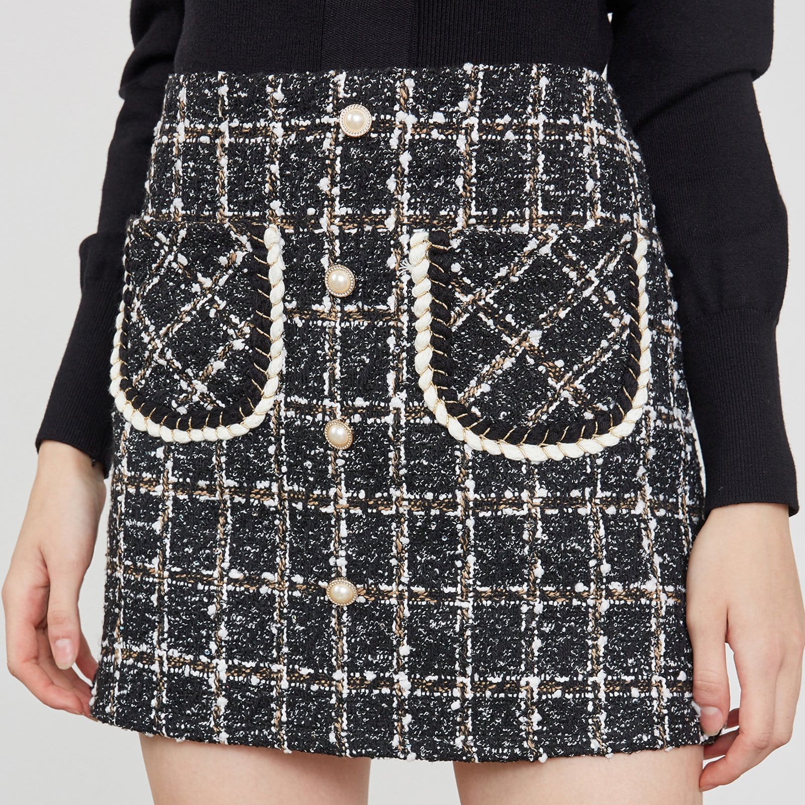 Brisa Black Plaid Skirt Black - Image 7