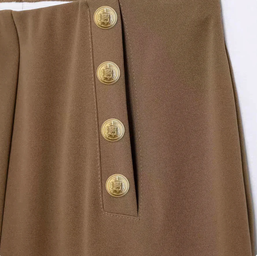 Buttoned Twill Retro Pants - Image 3