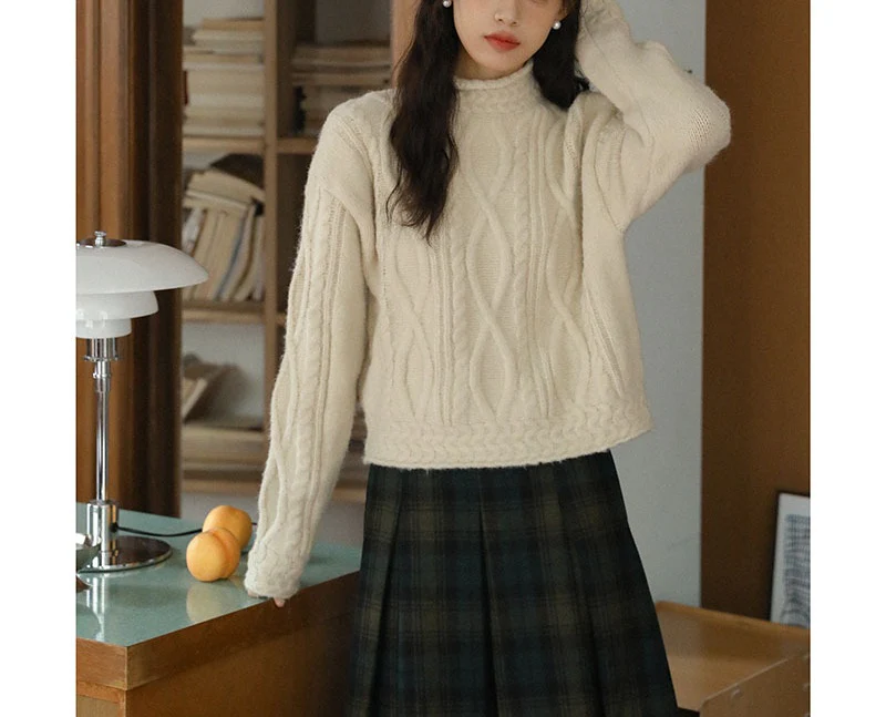 Cable Knit Mock Neck Sweater - Image 5