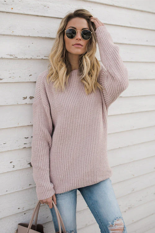 Call Me Cream Pink V-neck Reversible Sweater - Image 3