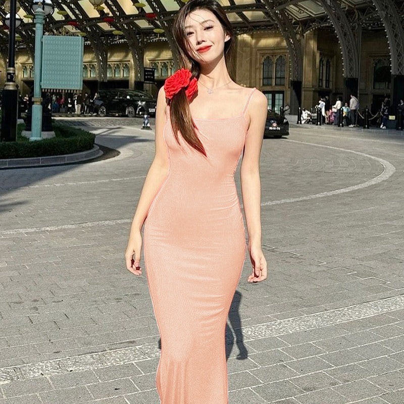 Casual Sleeveless High Waisted Slim Fit Camisole Long Dress - Image 18