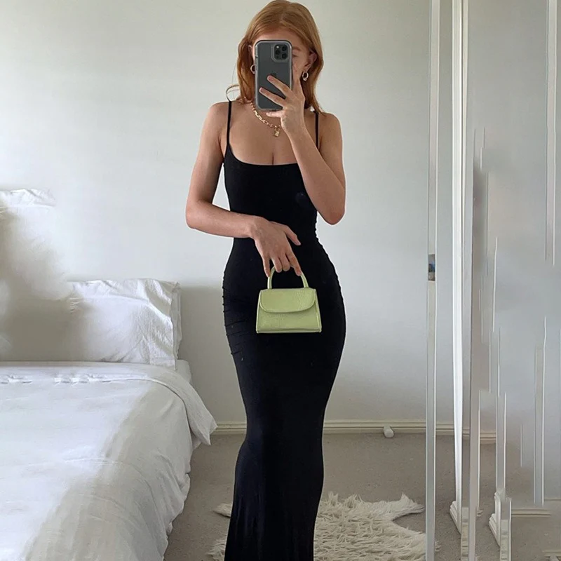 Casual Sleeveless High Waisted Slim Fit Camisole Long Dress - Image 38