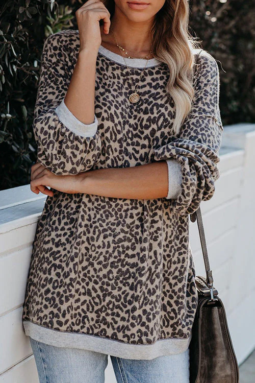 Casually Cute Leopard Print Long Sleeve Top - Image 4