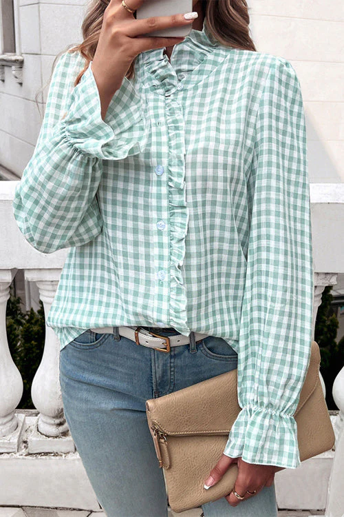 Charming Sense Gingham Button-Up Top - 4 Colors - Image 8