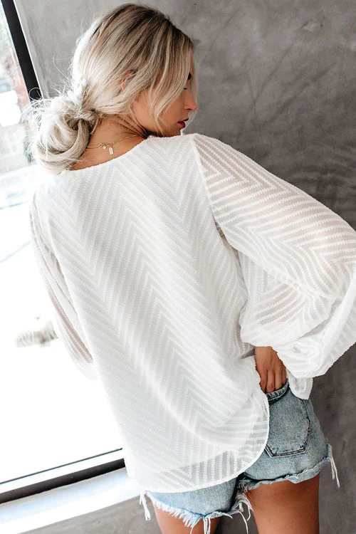 Chic Frills Balloon Sleeve Lace Top - 2 Colors - Image 4
