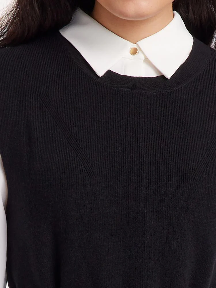 Black Vest Dress And White Shirt Dress Two-Piece Set - Image 10
