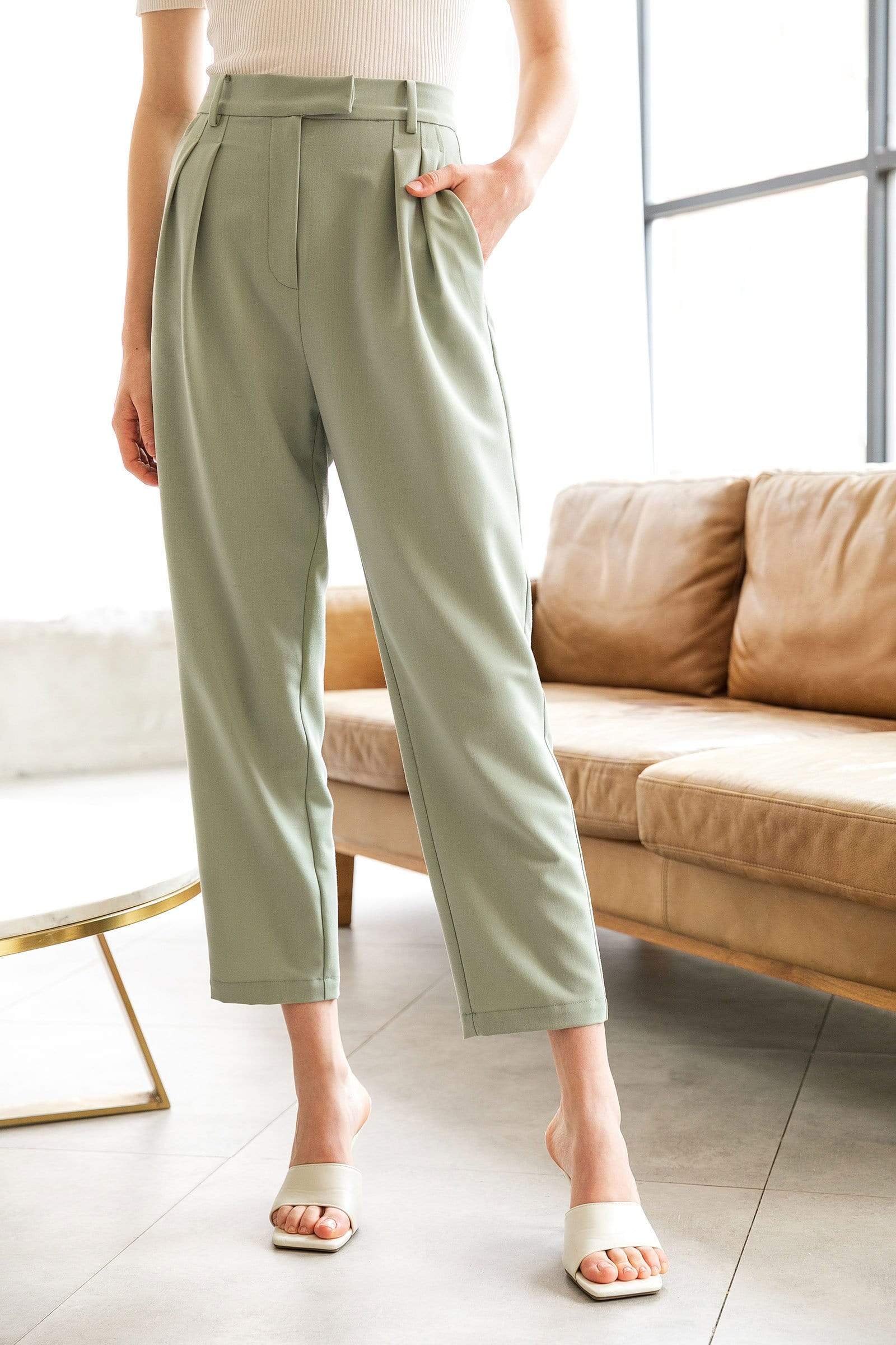 Everly Pistachio Cuffed Trousers - Image 3