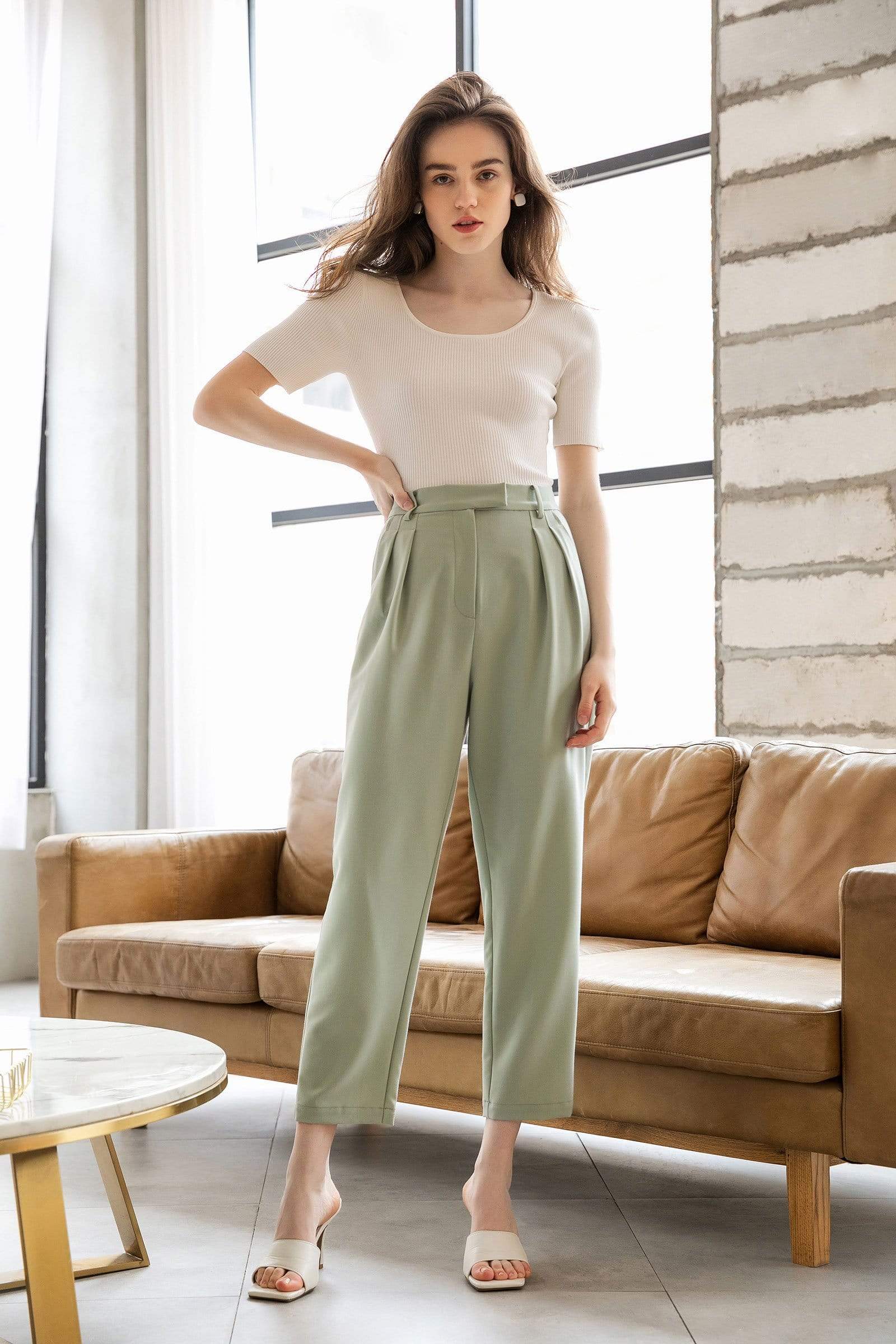 Everly Pistachio Cuffed Trousers - Image 4