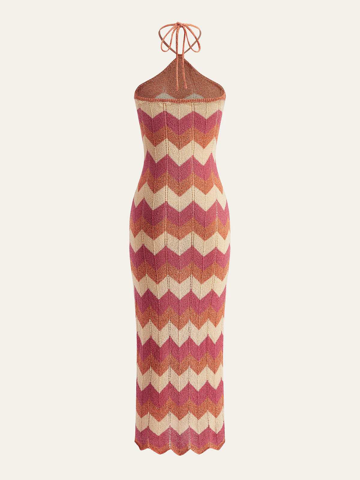 Color Block Halter Knotted Split Sweater Dress - Image 3
