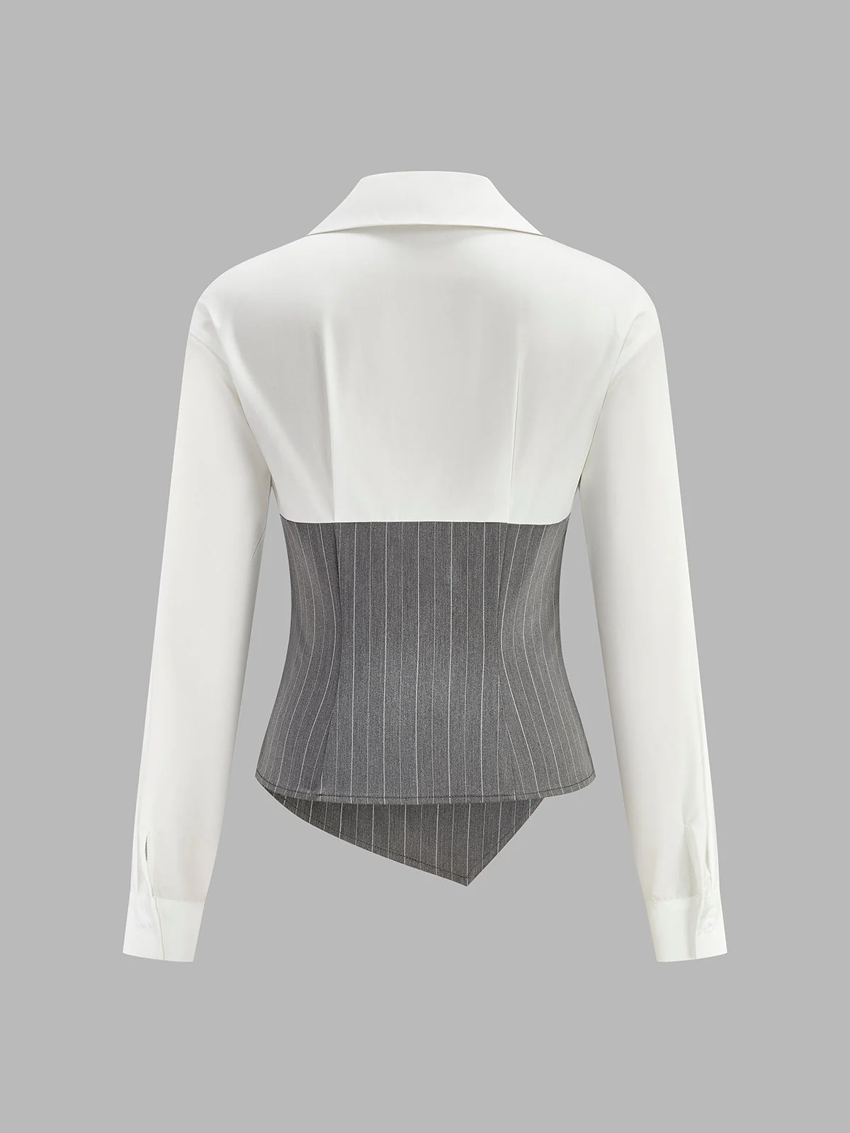 Color Block Striped Asymmetrical Shirt - Image 3