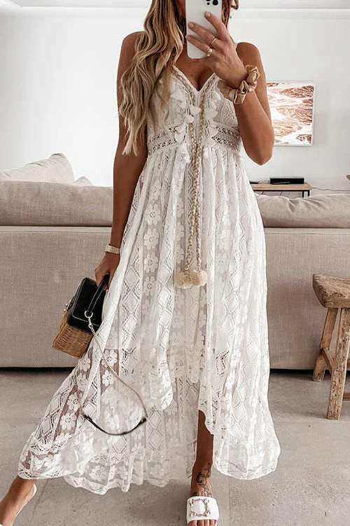Come To Me Lace Tassel High-Low Maxi Dress - 2 Colors - Image 7