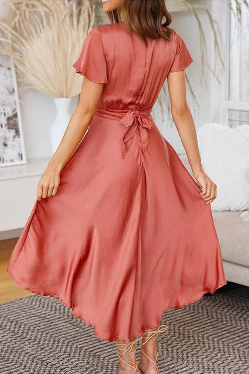 Days Like Today Tie Waist High&Low Midi Dress - 2 Colors - Image 4