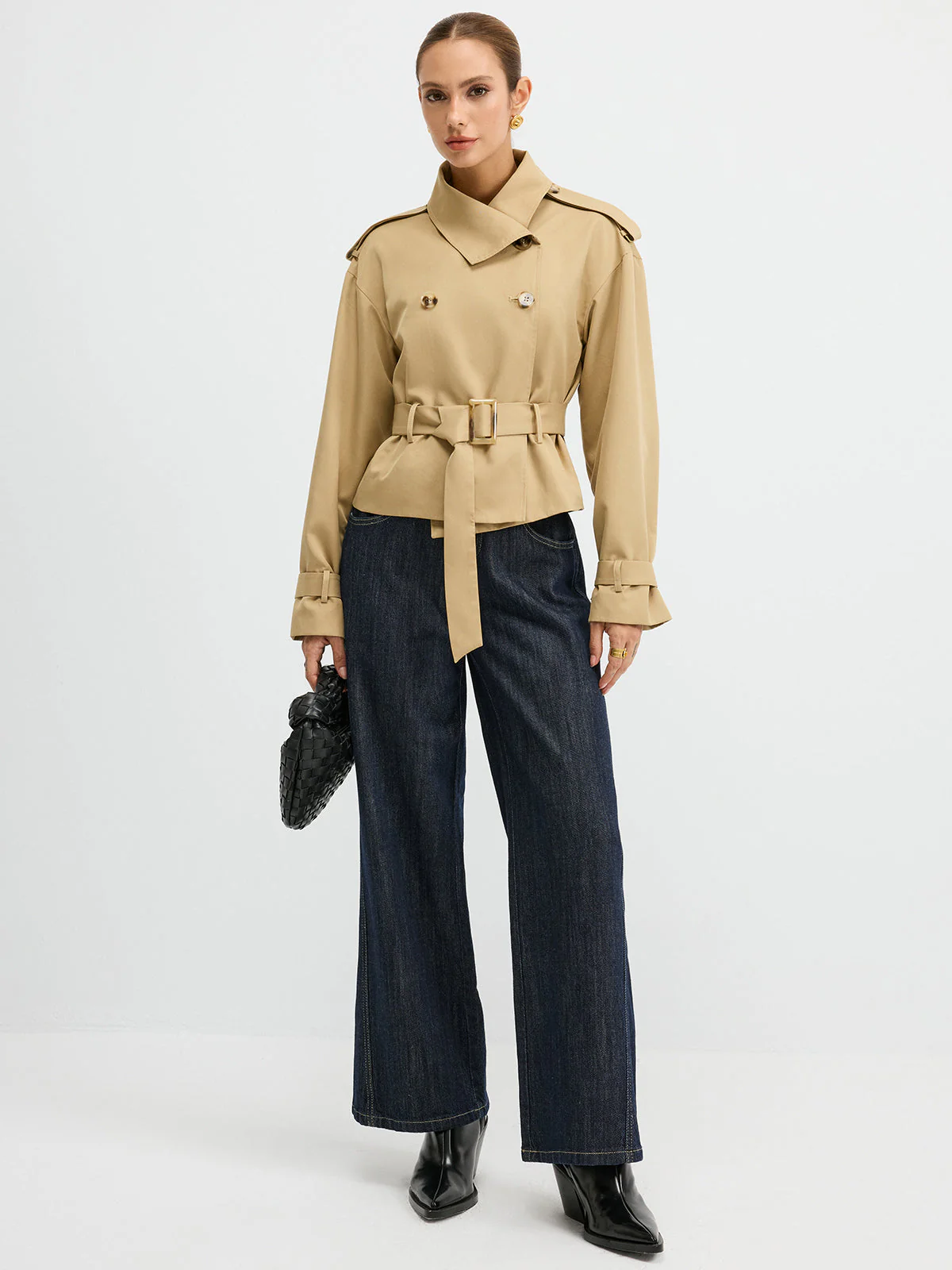Double-Breasted Belted Trench Coat - Image 3