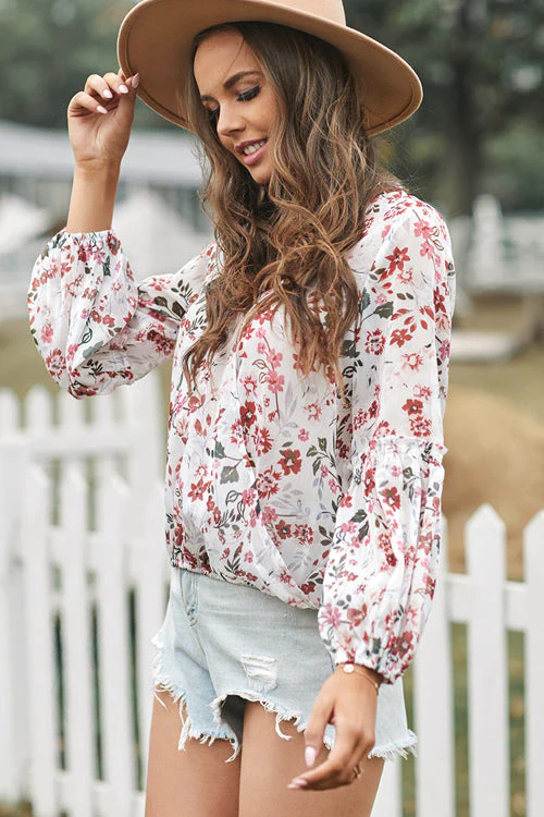 Dream Date Floral Print Wrap Top - Image 2