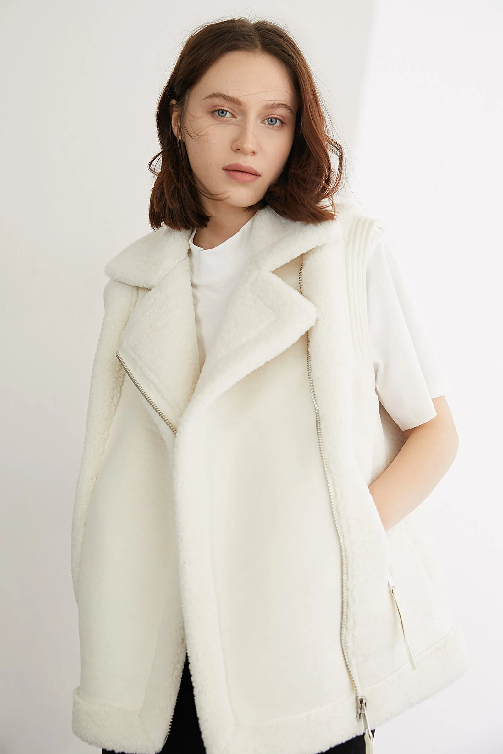 Evans Beige Teddy Vest