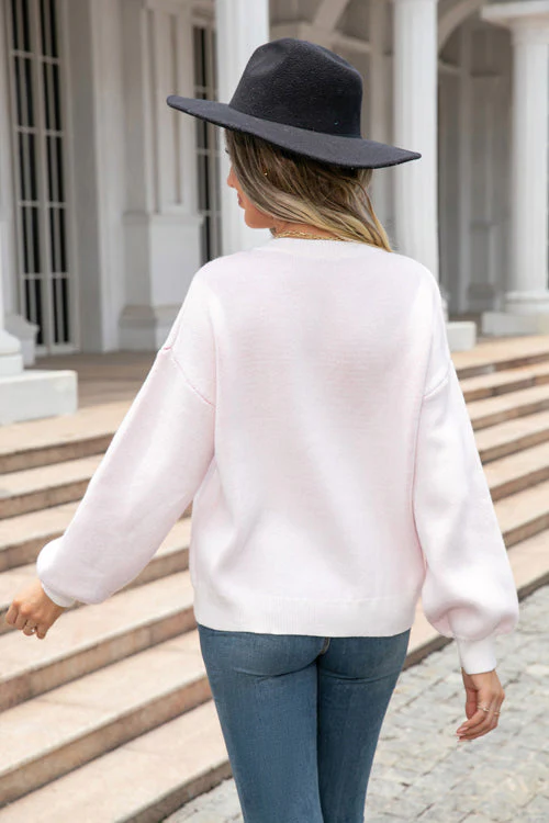 Fell In Love Heart Long Sleeve Knit Sweater - 3 Colors - Image 8