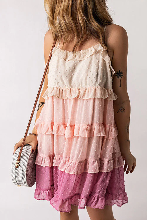 Flow Of Love Pink Swiss Dot Layered Mini Dress - Image 4