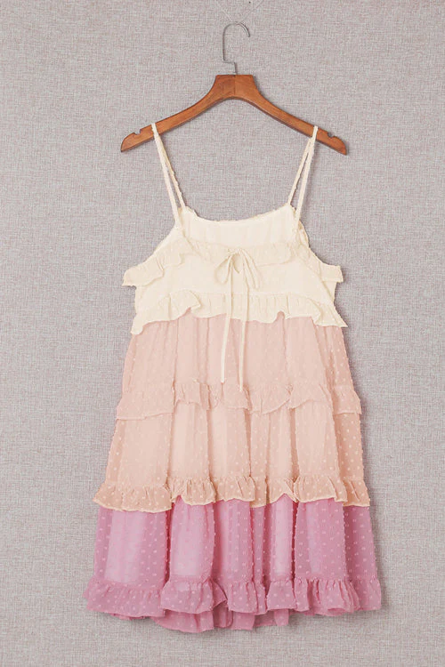 Flow Of Love Pink Swiss Dot Layered Mini Dress - Image 7