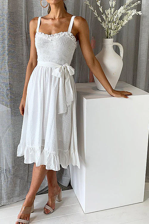 Gabriella Tie-waist Ruffled Midi Dress - 2 Colors - Image 2