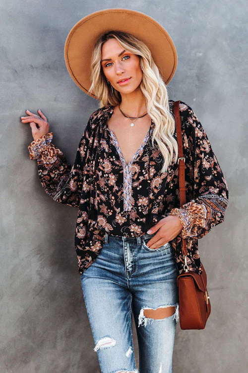 Giving Gorgeous Boho Print Long Sleeve Top - Image 3