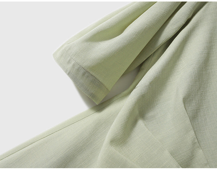 Green Khaki Wrap Front Tie Side Blazer Dress - Image 8