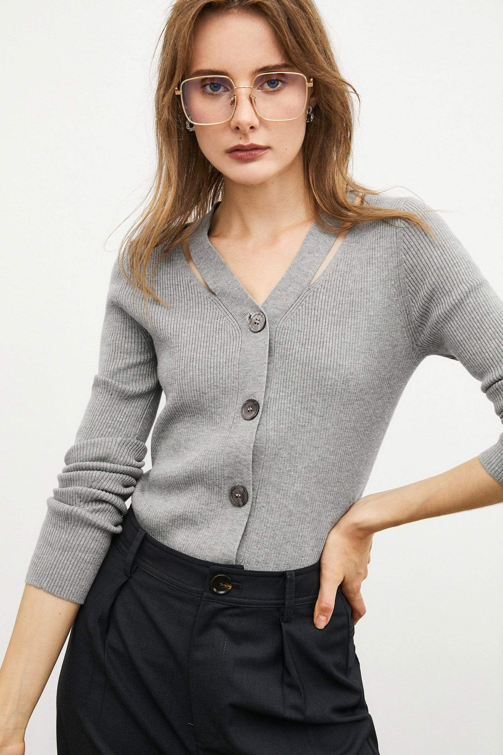 Grey Button-Up Cardigan - Image 2