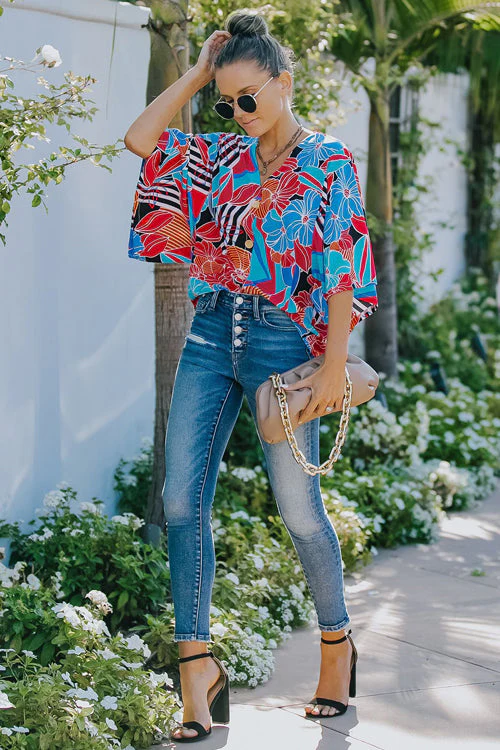 Grow Toward Love Print Button Up Top - 2 Colors - Image 5