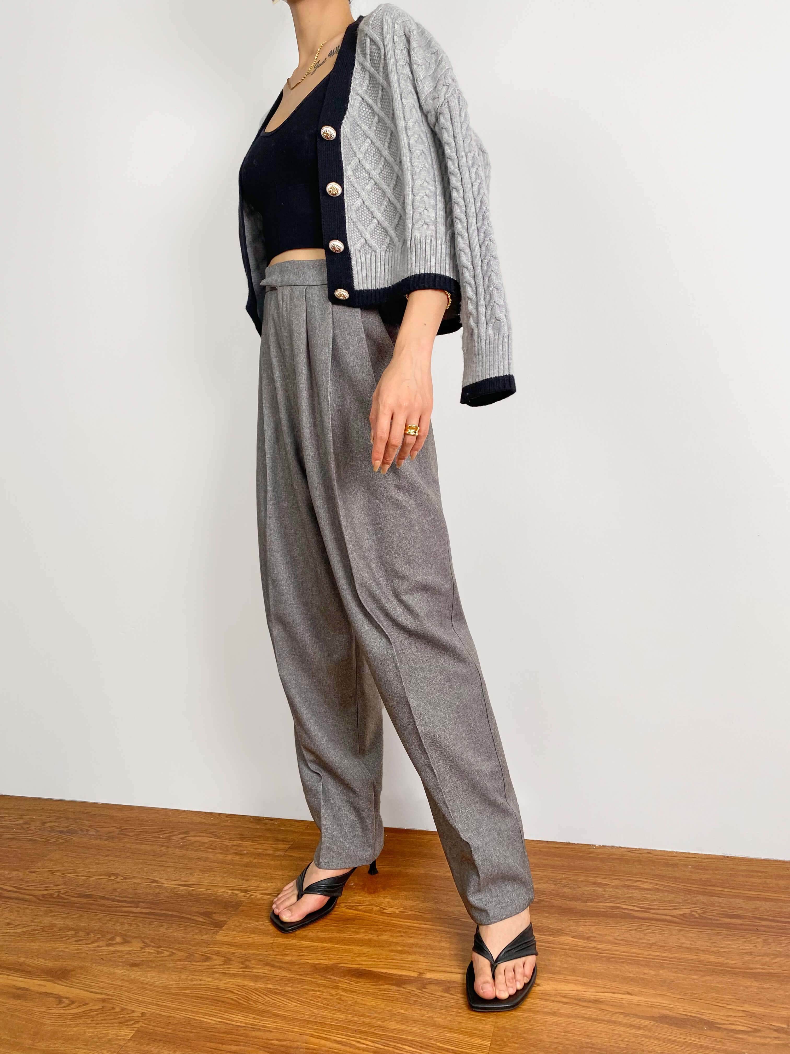 Hildagarde Grey Button-Up Cardigan - Image 10
