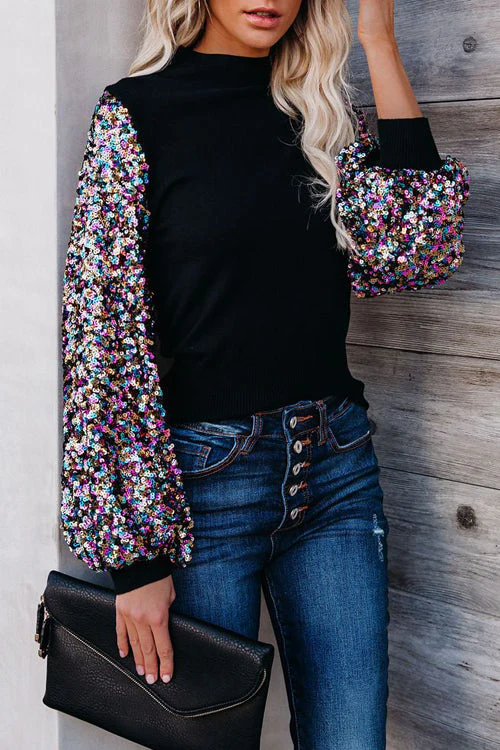 Holiday Ready Colorful Sequins Knit Top - Image 3