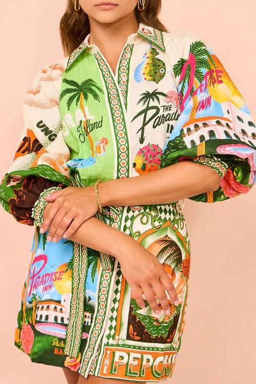 In My Dreams Tropic Print Mini Dress - Image 4