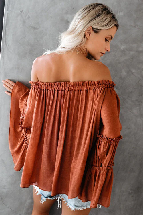 In the Breeze Ruffle Off Shoulder Shirt - 3 Colors - Image 8
