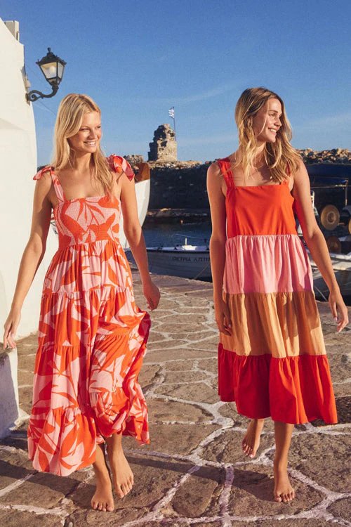 Into The Sunset Print Maxi Dress - Orange - Image 4