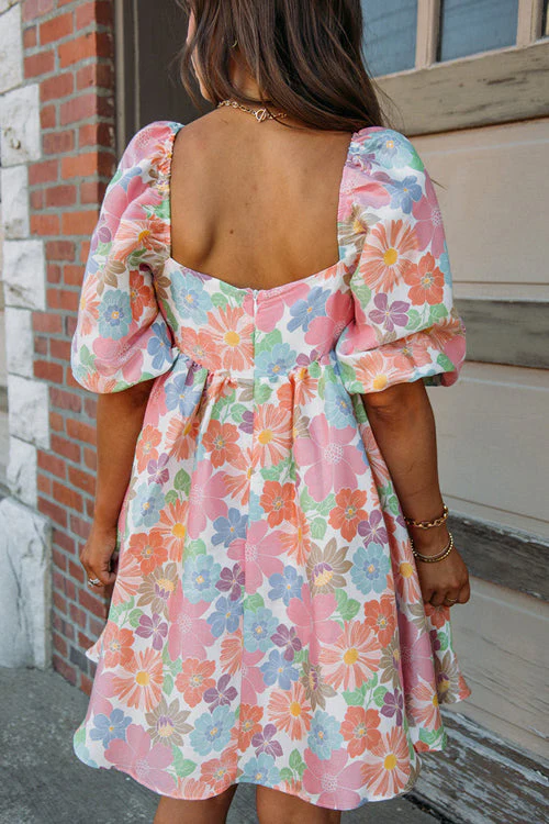 It's All For Fun Floral Print Babydoll Mini Dress - Image 3
