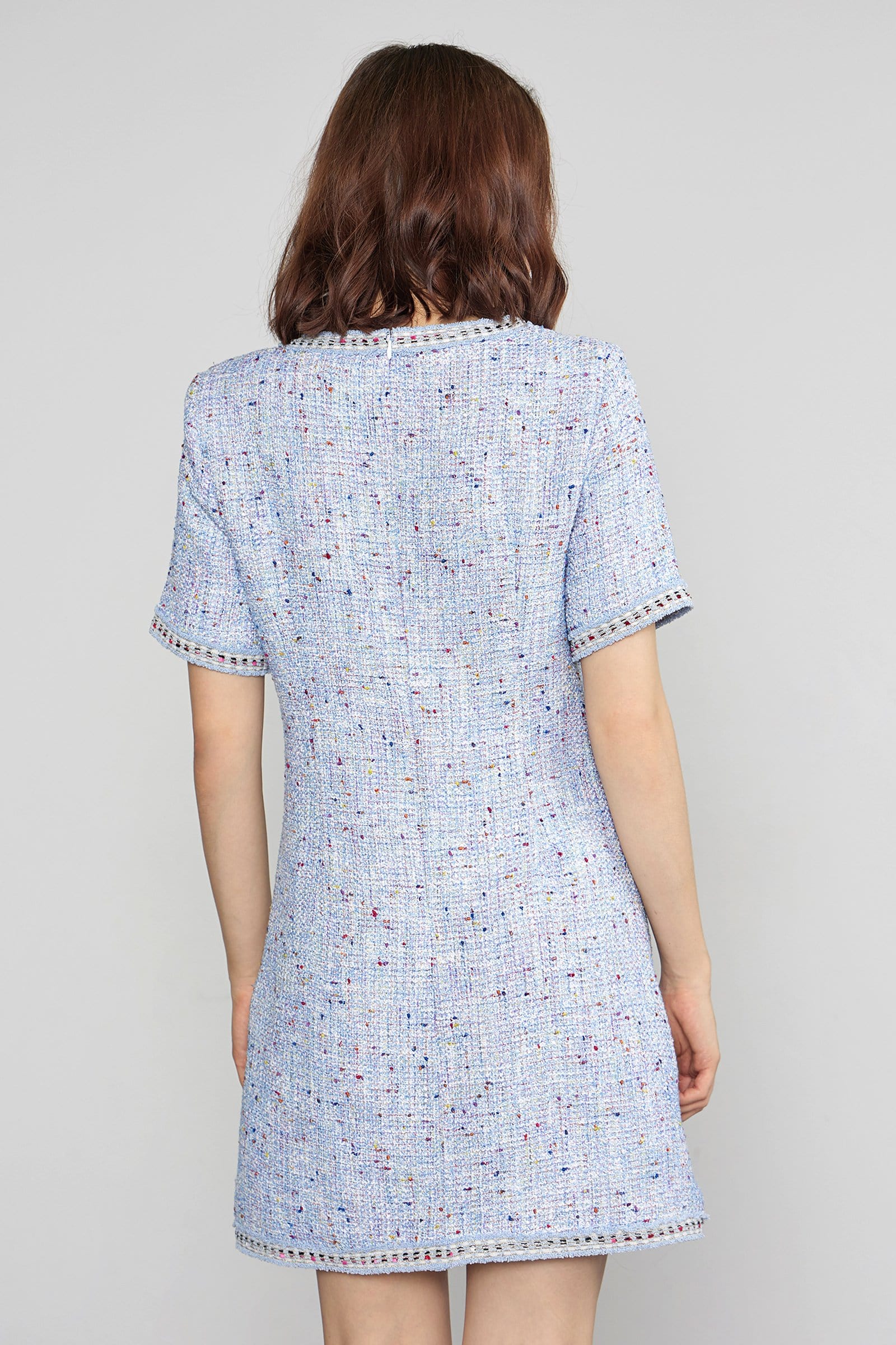 Librada Blue Button Short Sleeve Mini Dress - Image 3