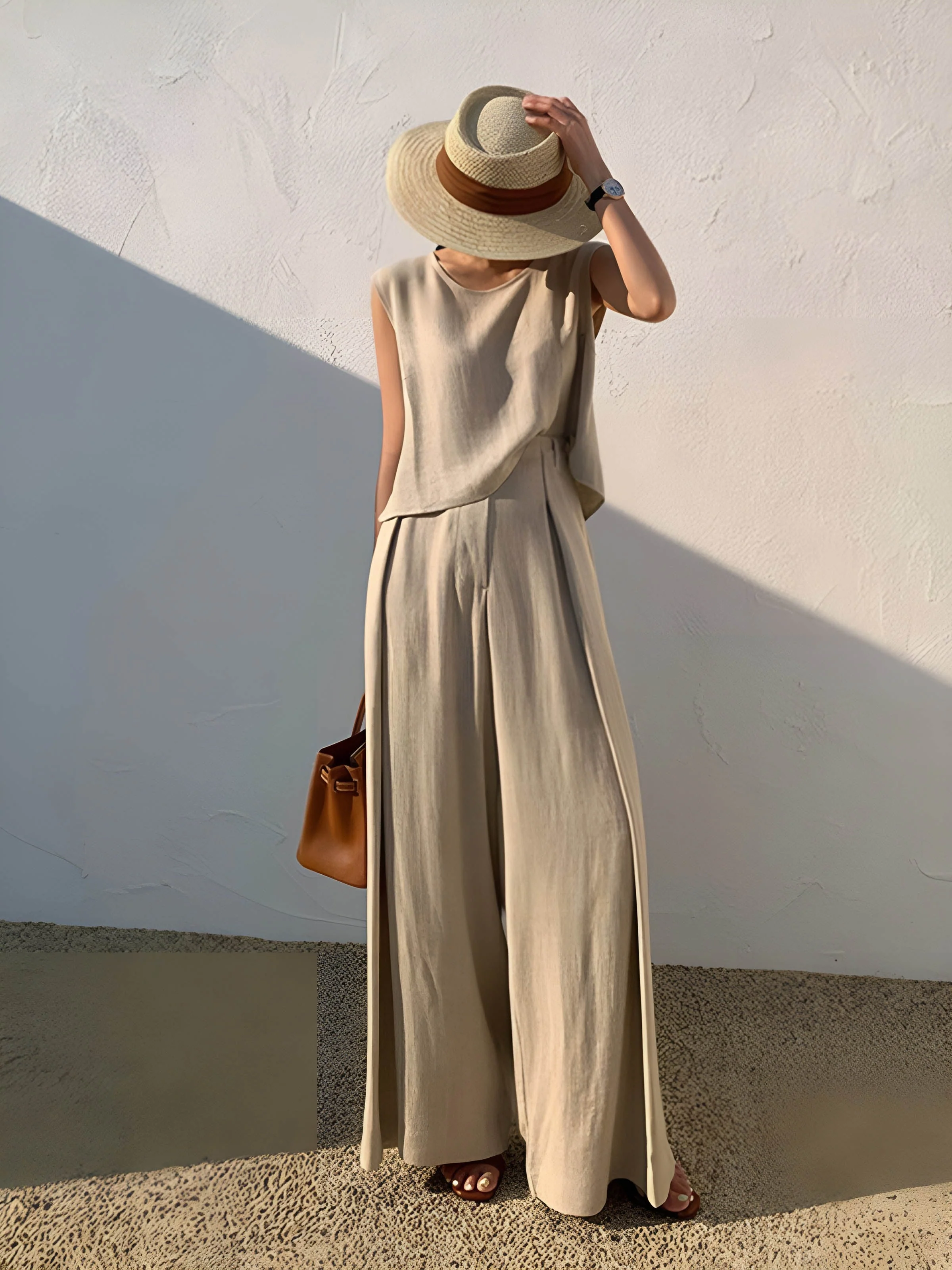 Linen Blends Casual Pants Set - Image 5