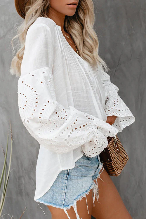 Longest Love V-Neck Hollow-Out Top - 2 Colors - Image 6