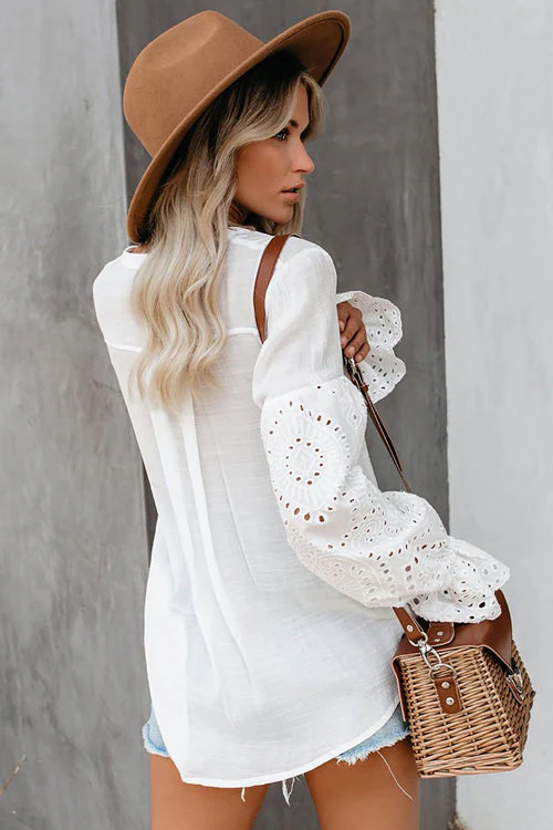 Longest Love V-Neck Hollow-Out Top - 2 Colors - Image 7